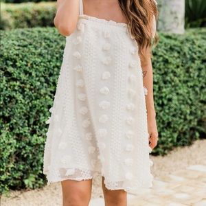 Off White Pom Dress ‘We Make The Rules’ Pink Lily